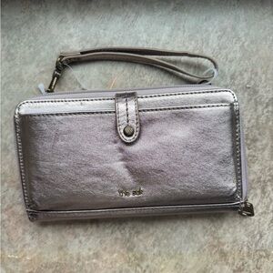 The Sak Metallic Silver Wristlet